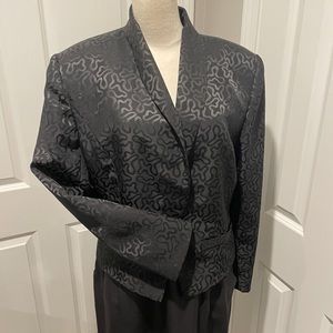 Women’s Tuxedo Jacket 
Black Jacquard Satin Evening Cocktail Sz 8 Shawl …